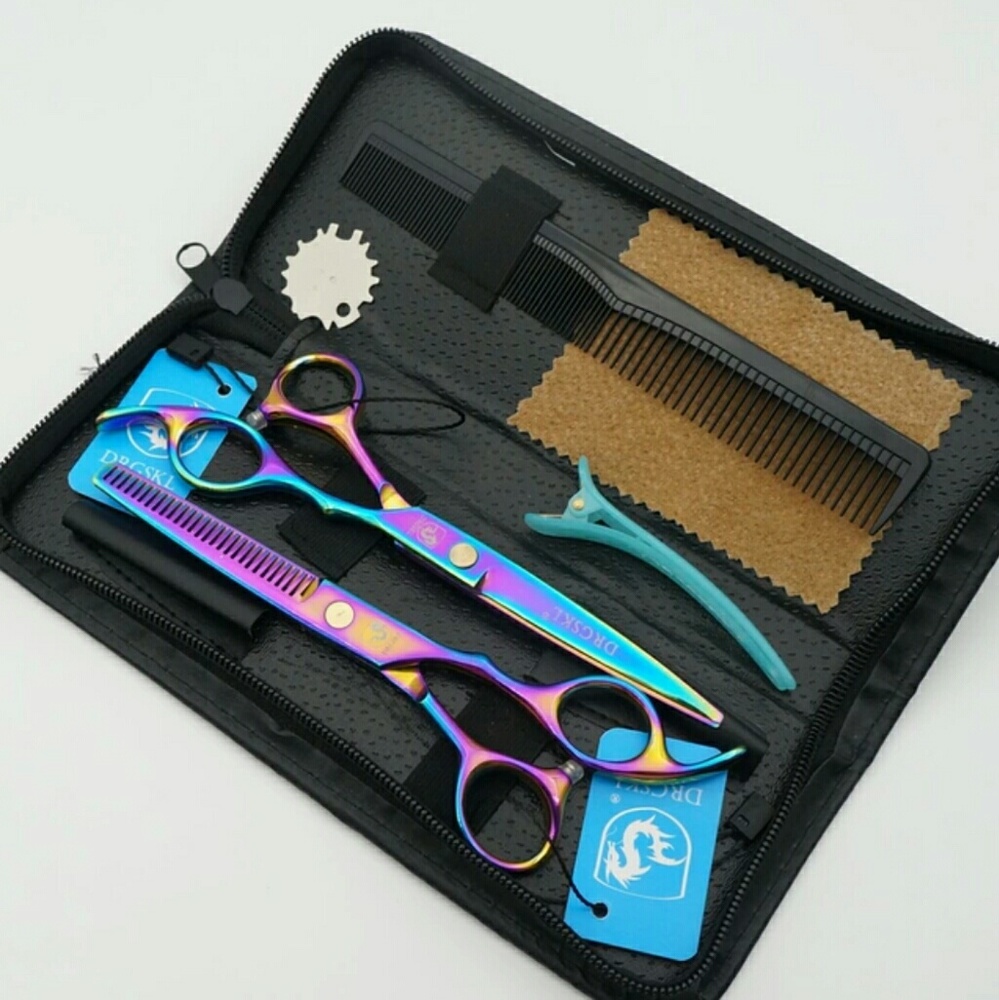 CS 🆕DRGSKL 6" Professional Rainbow Hair Shear Set